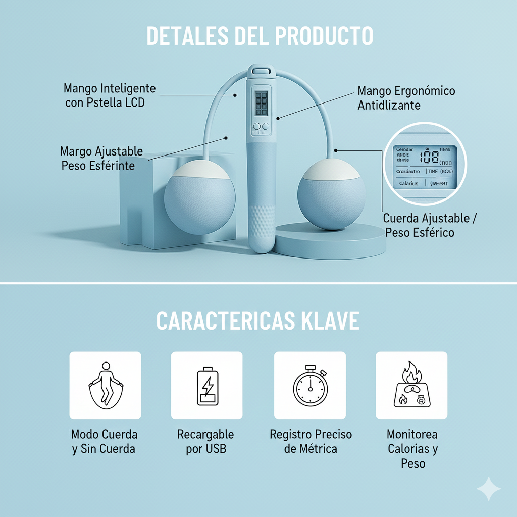 Cuerda de Saltar Inteligente con Peso y Contador Electrónico