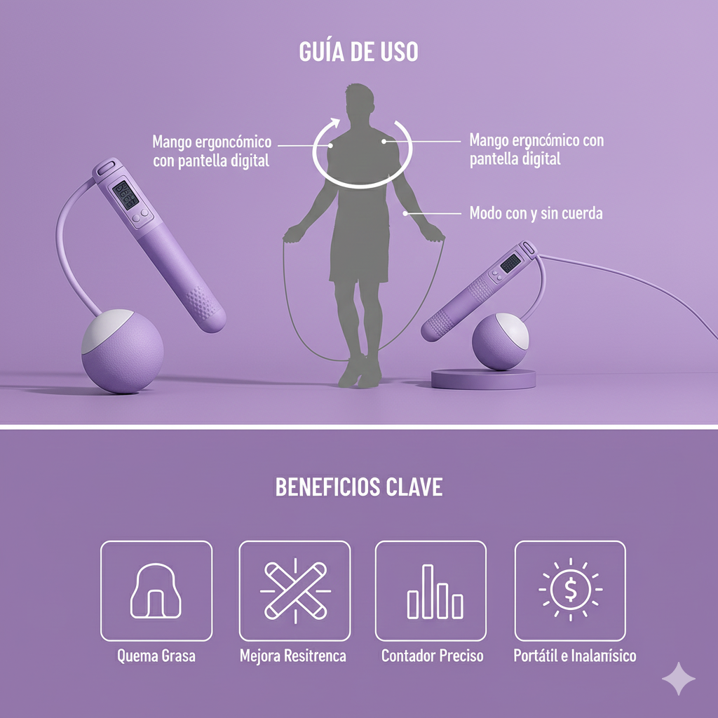 Cuerda de Saltar Inteligente con Peso y Contador Electrónico