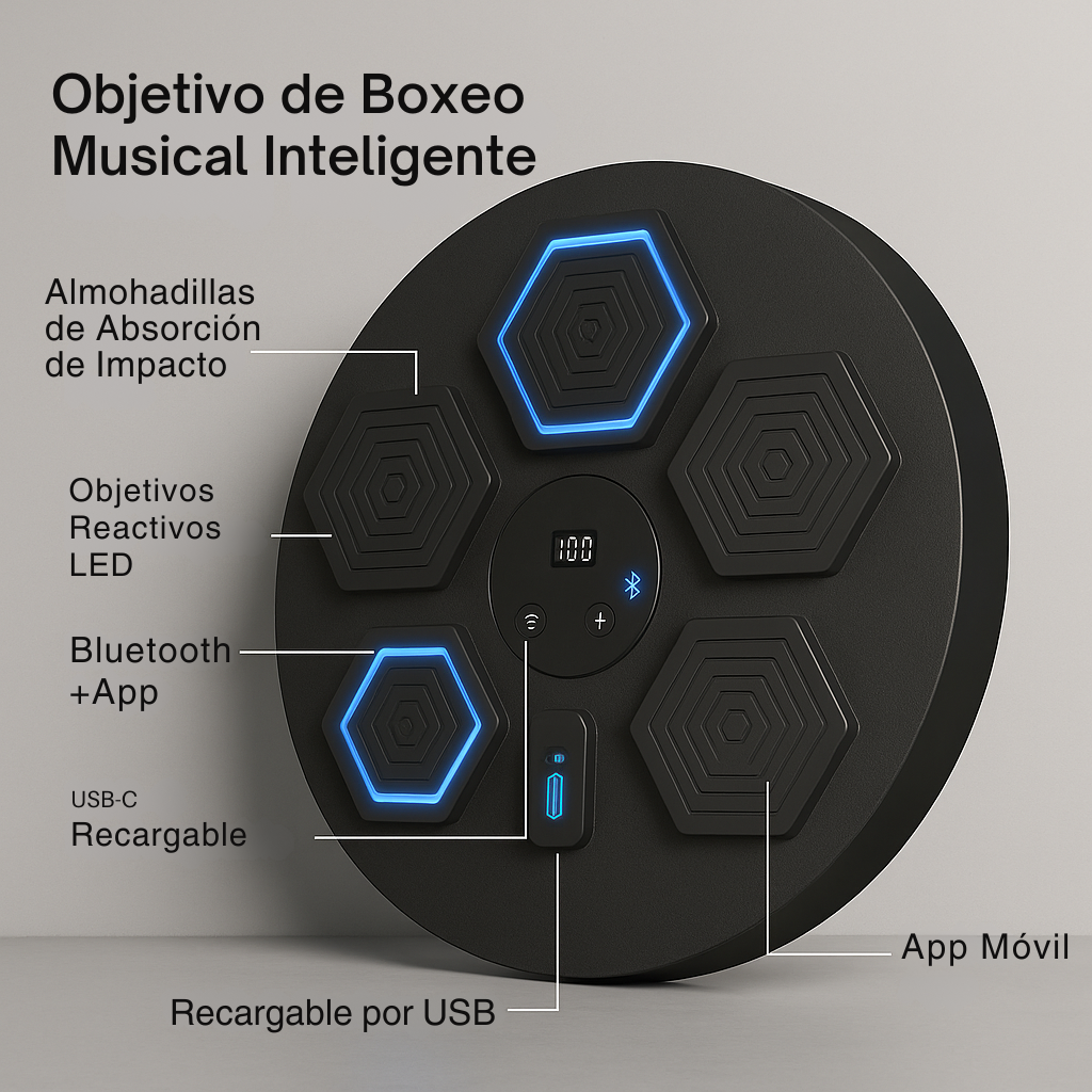Máquina de Boxeo Inteligente Bluetooth con Luces para Fitness en Casa