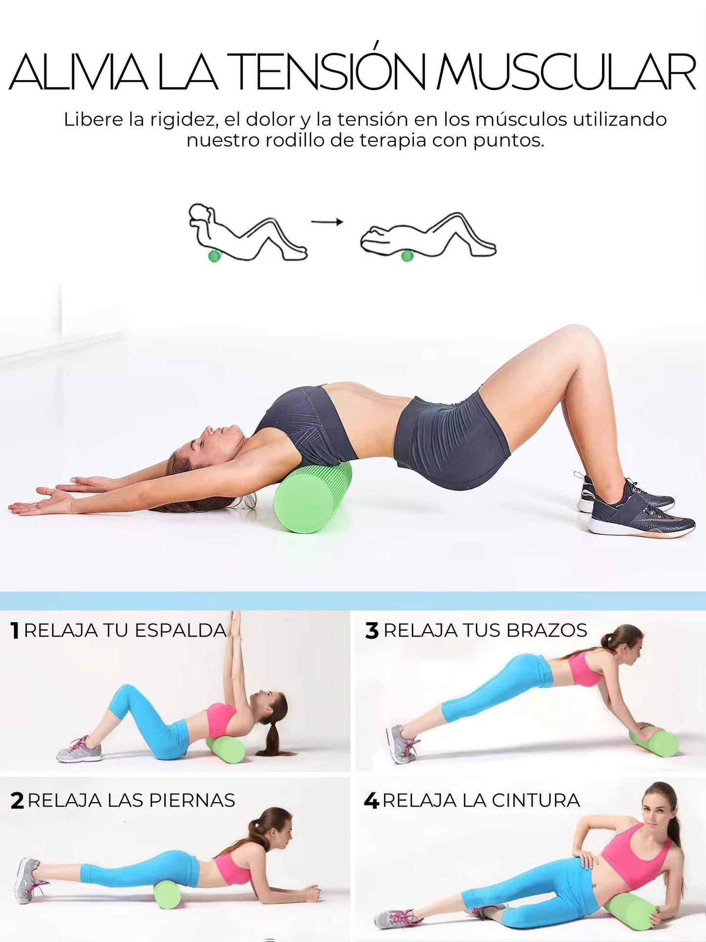 Rodillo de Espuma (Foam Roller) de Yoga "Nube Iridiscente" para Masaje Corporal